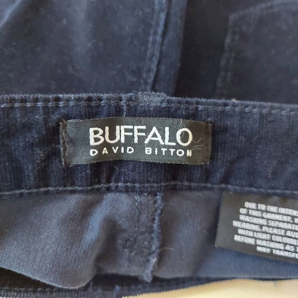 Buffalo David Bitton Blue Corduroy Pants Supreme Mid Rise Skinny Stretch Sz 2 - Picture 3 of 10
